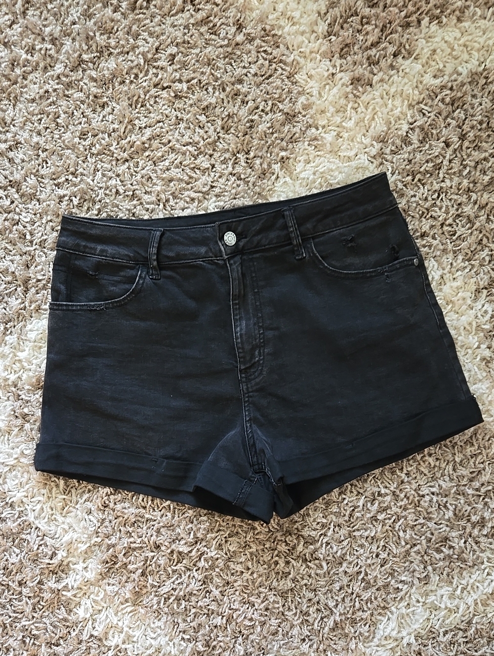 Sincerely Jules Black Stretch Denim Cuffed Jean Shorts